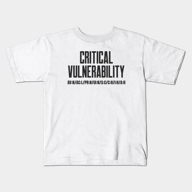 Cybersecurity Critical Vulnerability CVSS Score Vector Kids T-Shirt by FSEstyle